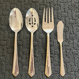 Golden Fascination Stainless Serving Utensils (Gold Accent) WALLACE SILVER (4)